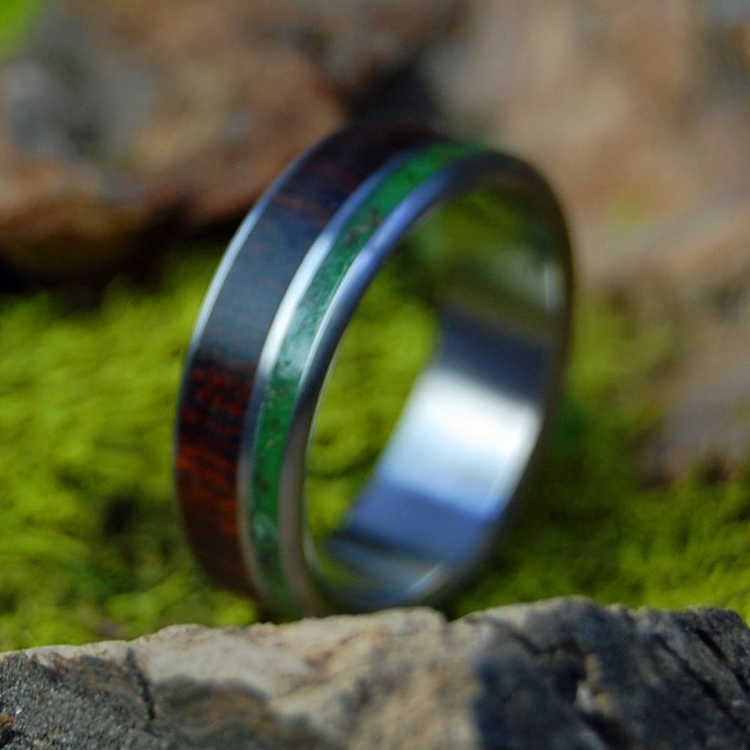 Weed in the Desert | Men's Marijuana, Desert Ironwood, & Joshua Tree Bark and Sand Wedding Ring - Minter and Richter Designs