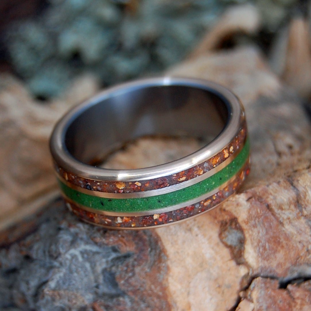 What A Long Strange Trip It's Been | Men's Marijuana, New York Yankees Dirt, T - Rex Teeth & Titanium Wedding Ring - Minter and Richter Designs