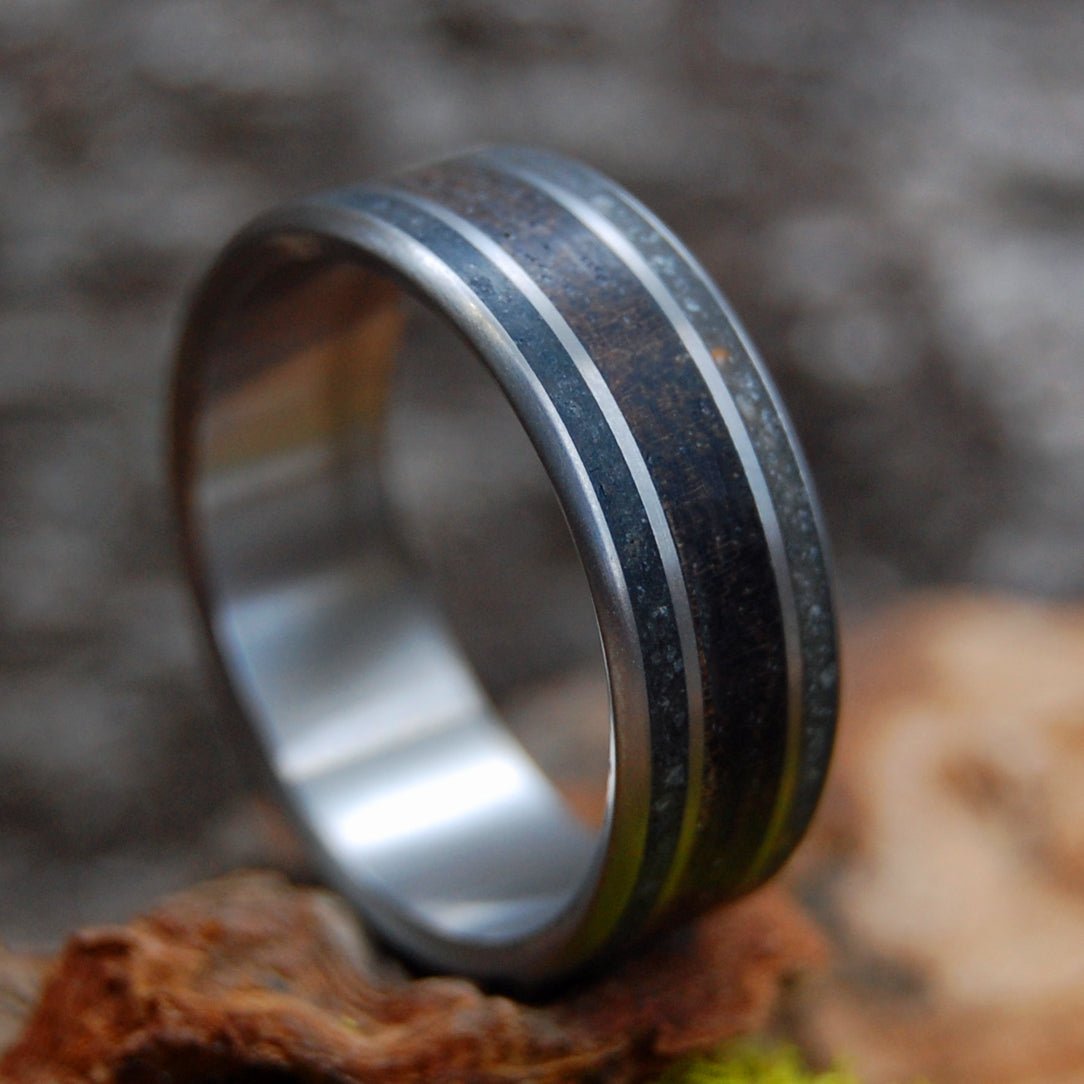 Whiskey After Victory | Men's Iwo Jima & Parris Island Beach Sand, Titanium Wedding Ring - Minter and Richter Designs