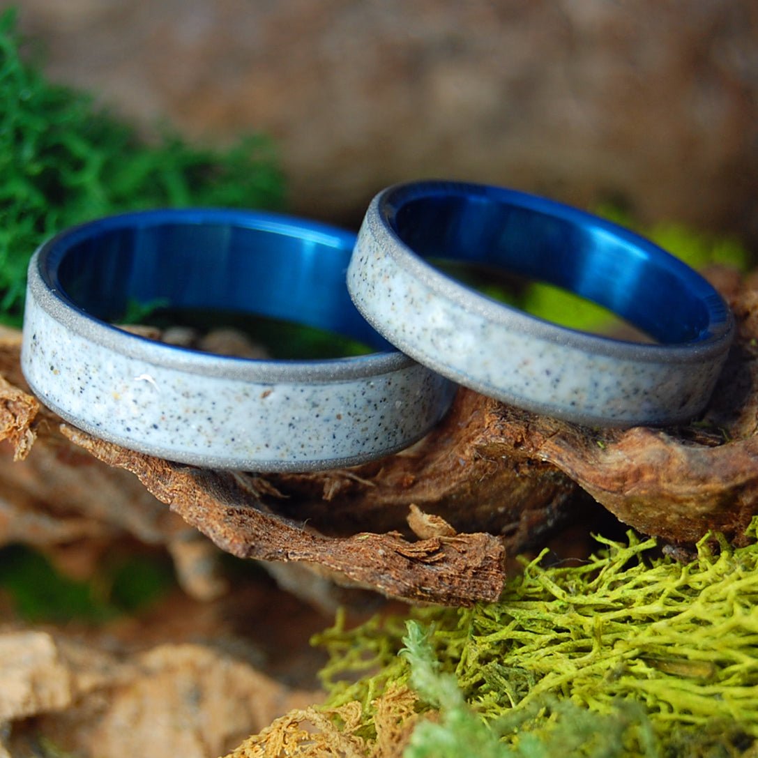 White Clouds in Costa Rica Set | Beach Sand Rings - Wedding Rings - Unique Wedding Rings - Minter and Richter Designs