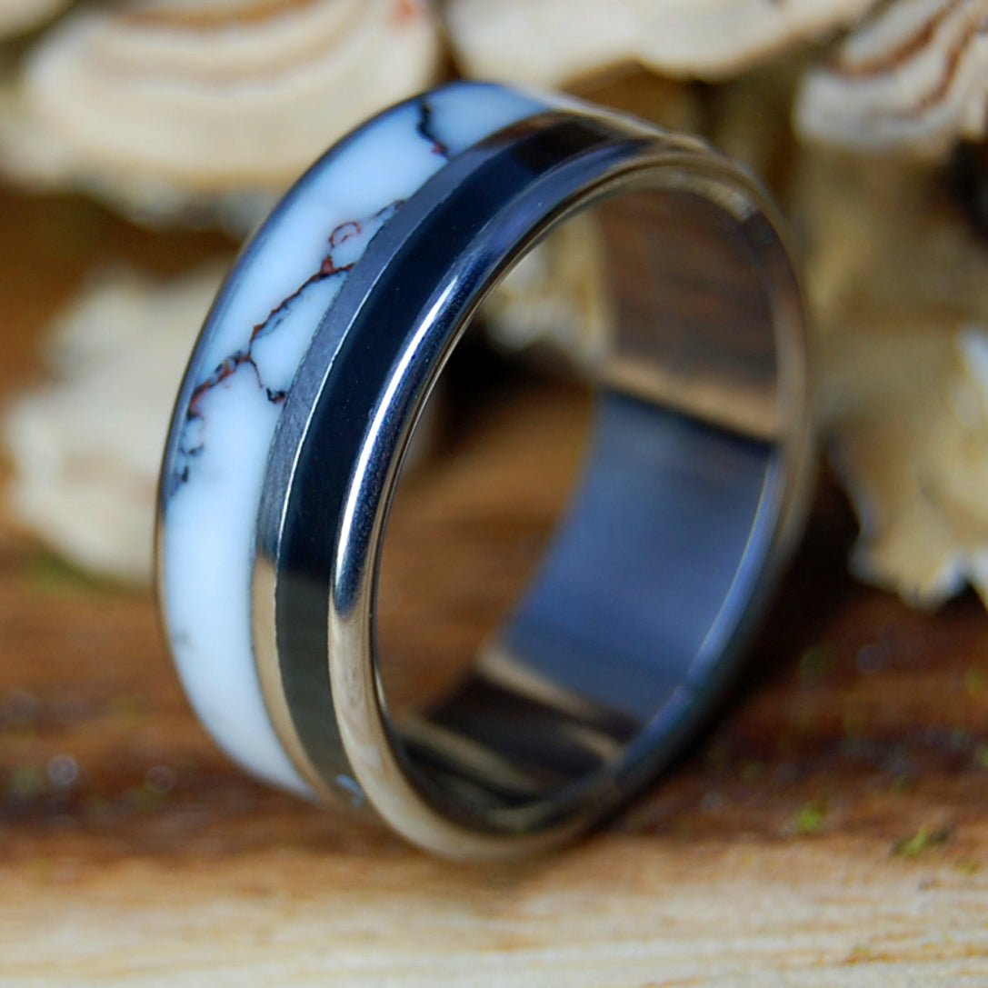 WILD ONYX | Men's Wild Horse Jasper & Onyx Stone - Titanium Wedding Ring - Minter and Richter Designs