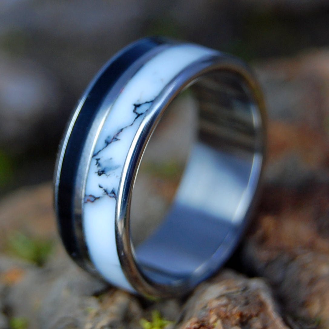 WILD ONYX | Men's Wild Horse Jasper & Onyx Stone - Titanium Wedding Ring - Minter and Richter Designs