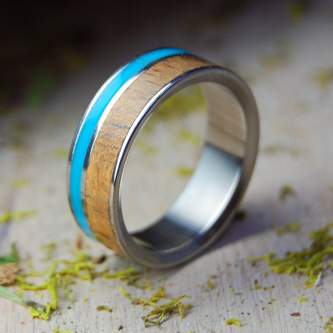 Wooded Cove | Size 6.75 At 6.4mm | Koa Wood | Unique Wedding Band | On Sale - Minter and Richter Designs