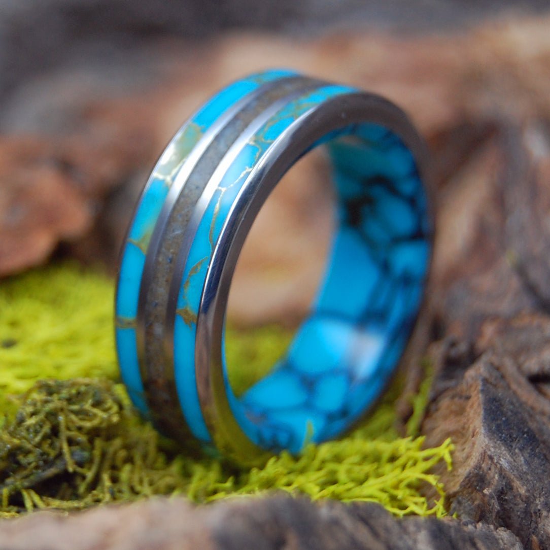 Woolly Mammoth Ocean | Men's Woolly Mammoth Tusk, Stone & Titanium Wedding Ring - Minter and Richter Designs