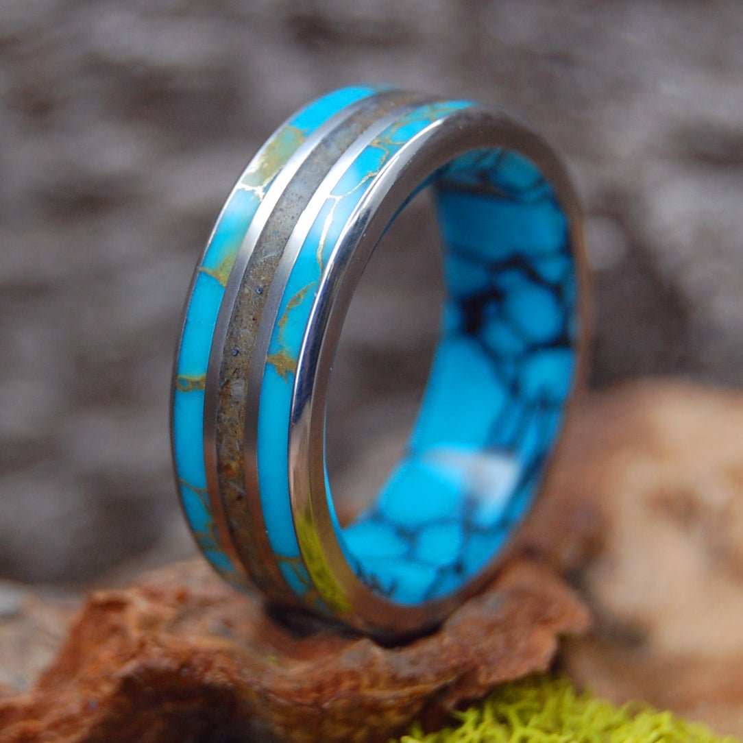 Woolly Mammoth Ocean | Men's Woolly Mammoth Tusk, Stone & Titanium Wedding Ring - Minter and Richter Designs