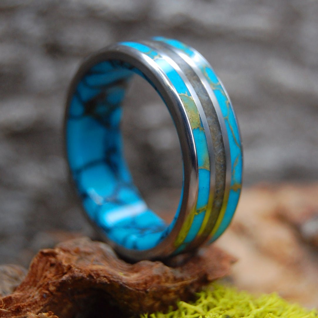 Woolly Mammoth Ocean | Men's Woolly Mammoth Tusk, Stone & Titanium Wedding Ring - Minter and Richter Designs