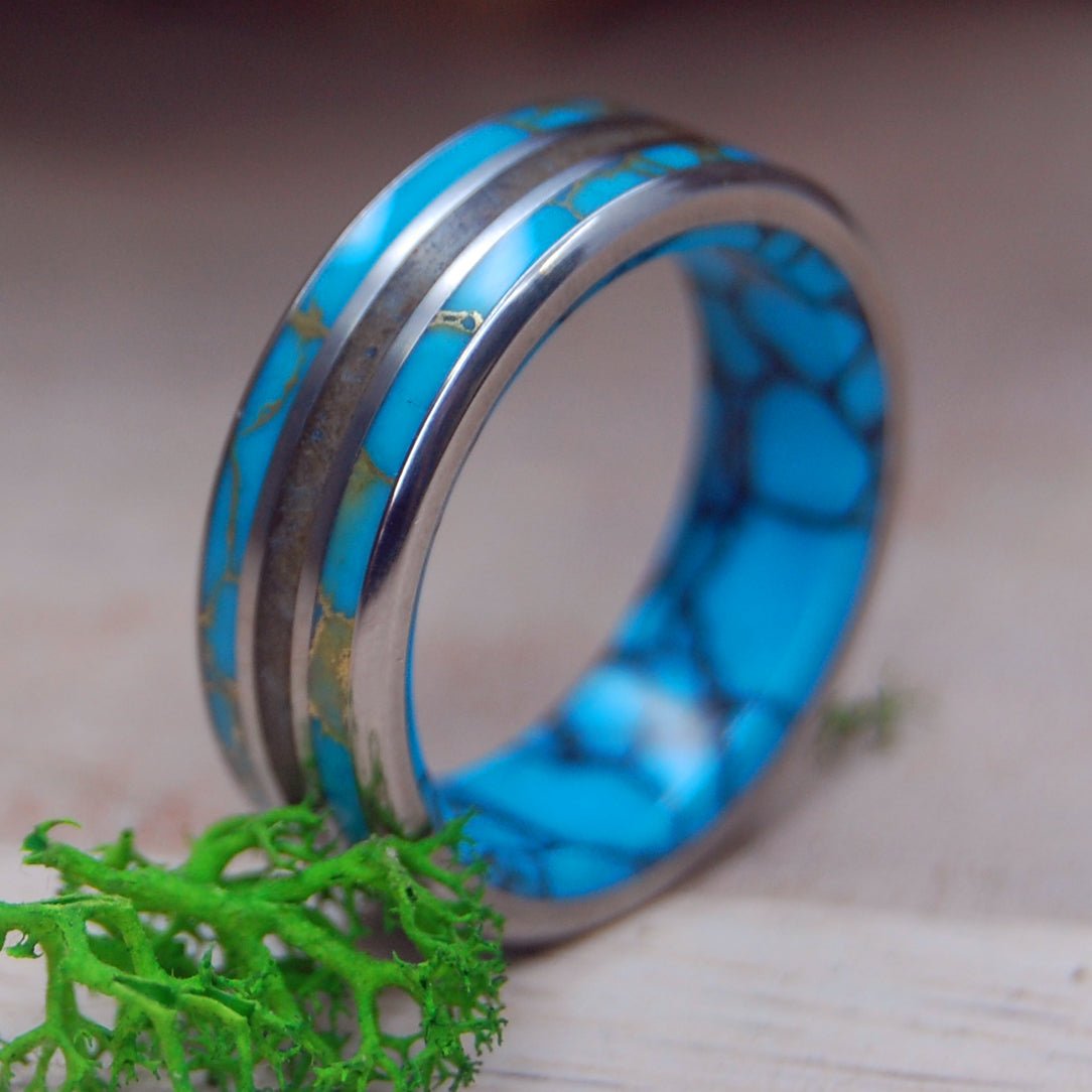 Woolly Mammoth Ocean | Men's Woolly Mammoth Tusk, Stone & Titanium Wedding Ring - Minter and Richter Designs