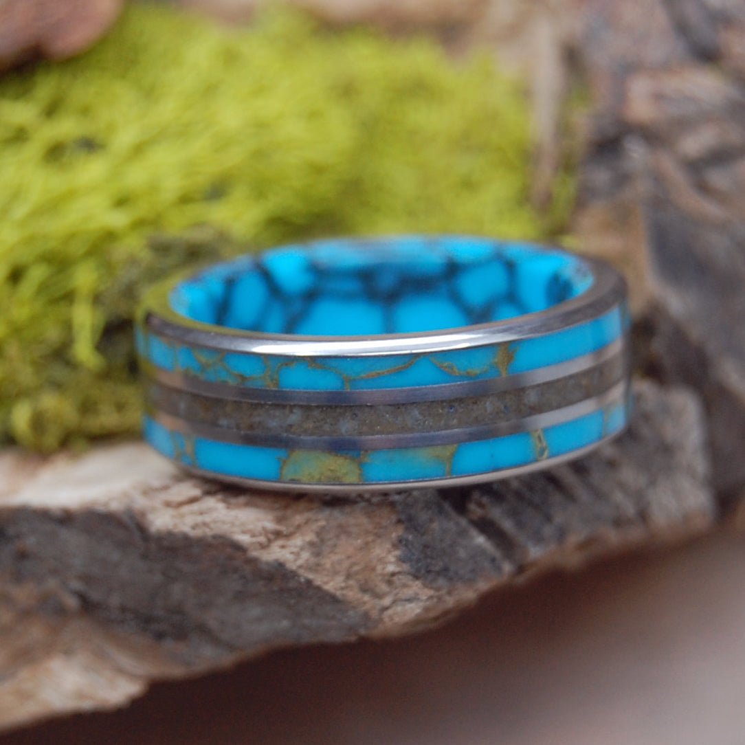 Woolly Mammoth Ocean | Men's Woolly Mammoth Tusk, Stone & Titanium Wedding Ring - Minter and Richter Designs