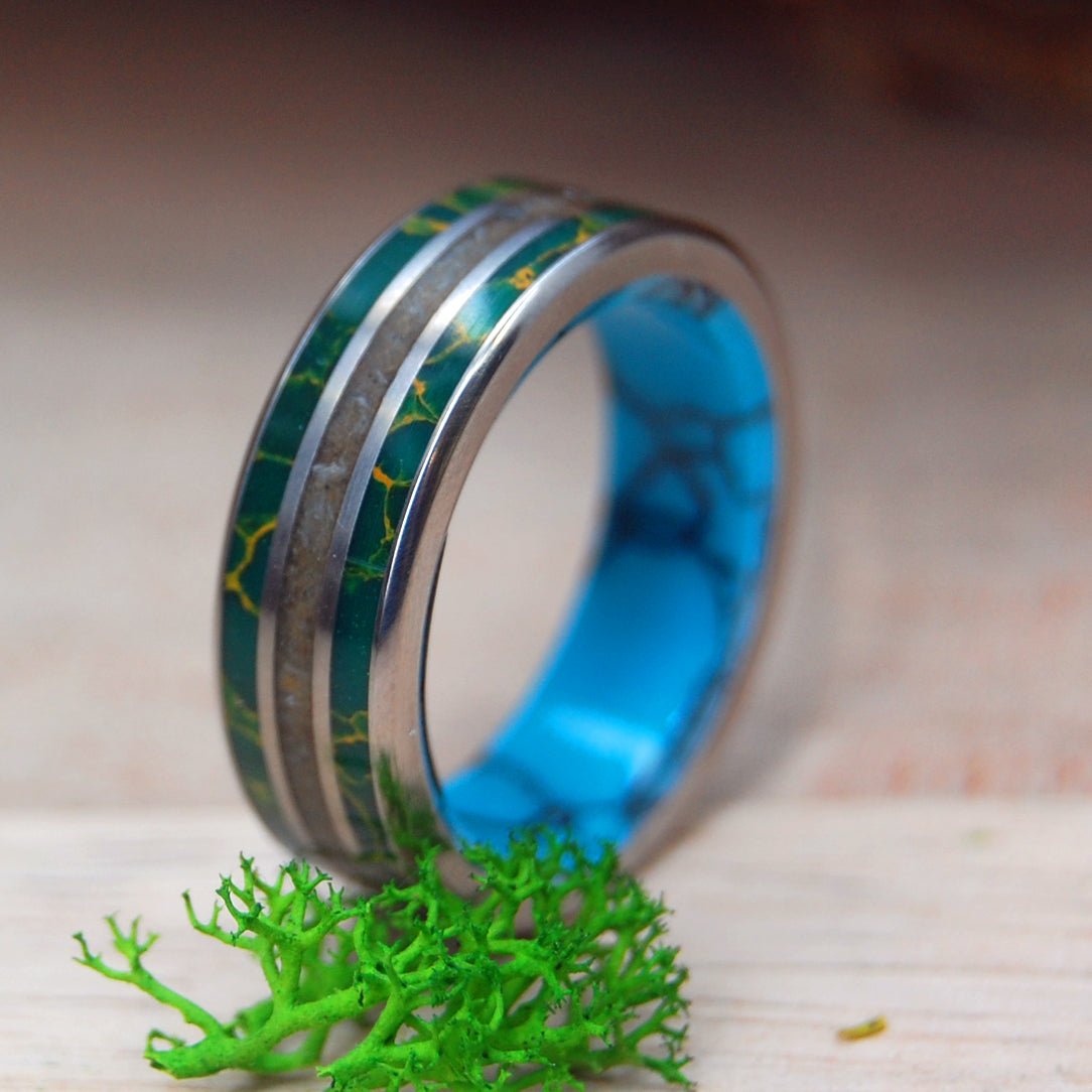 Woolly Mammoth Tundra | Men's Woolly Mammoth Tusk, Stone & Titanium Wedding Ring - Minter and Richter Designs