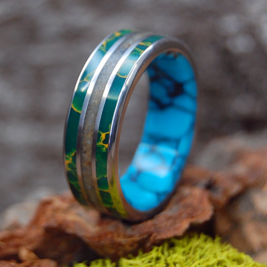 Woolly Mammoth Tundra | Men's Woolly Mammoth Tusk, Stone & Titanium Wedding Ring - Minter and Richter Designs