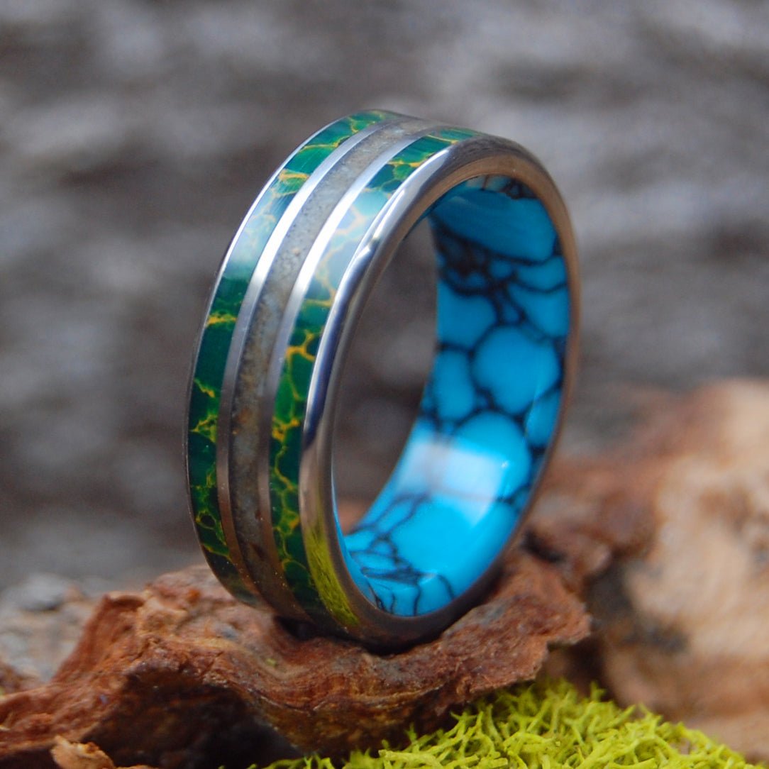 Woolly Mammoth Tundra | Men's Woolly Mammoth Tusk, Stone & Titanium Wedding Ring - Minter and Richter Designs