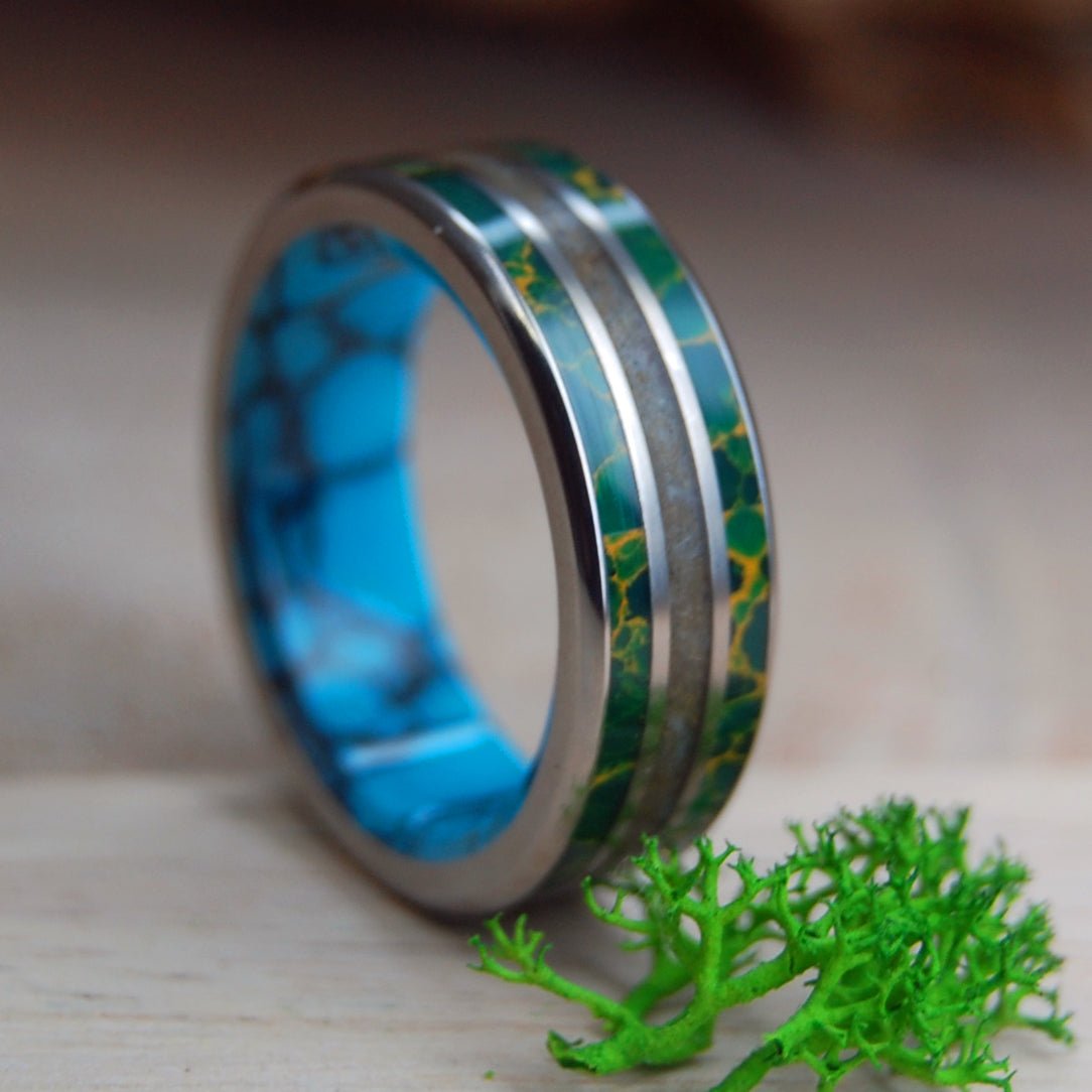 Woolly Mammoth Tundra | Men's Woolly Mammoth Tusk, Stone & Titanium Wedding Ring - Minter and Richter Designs