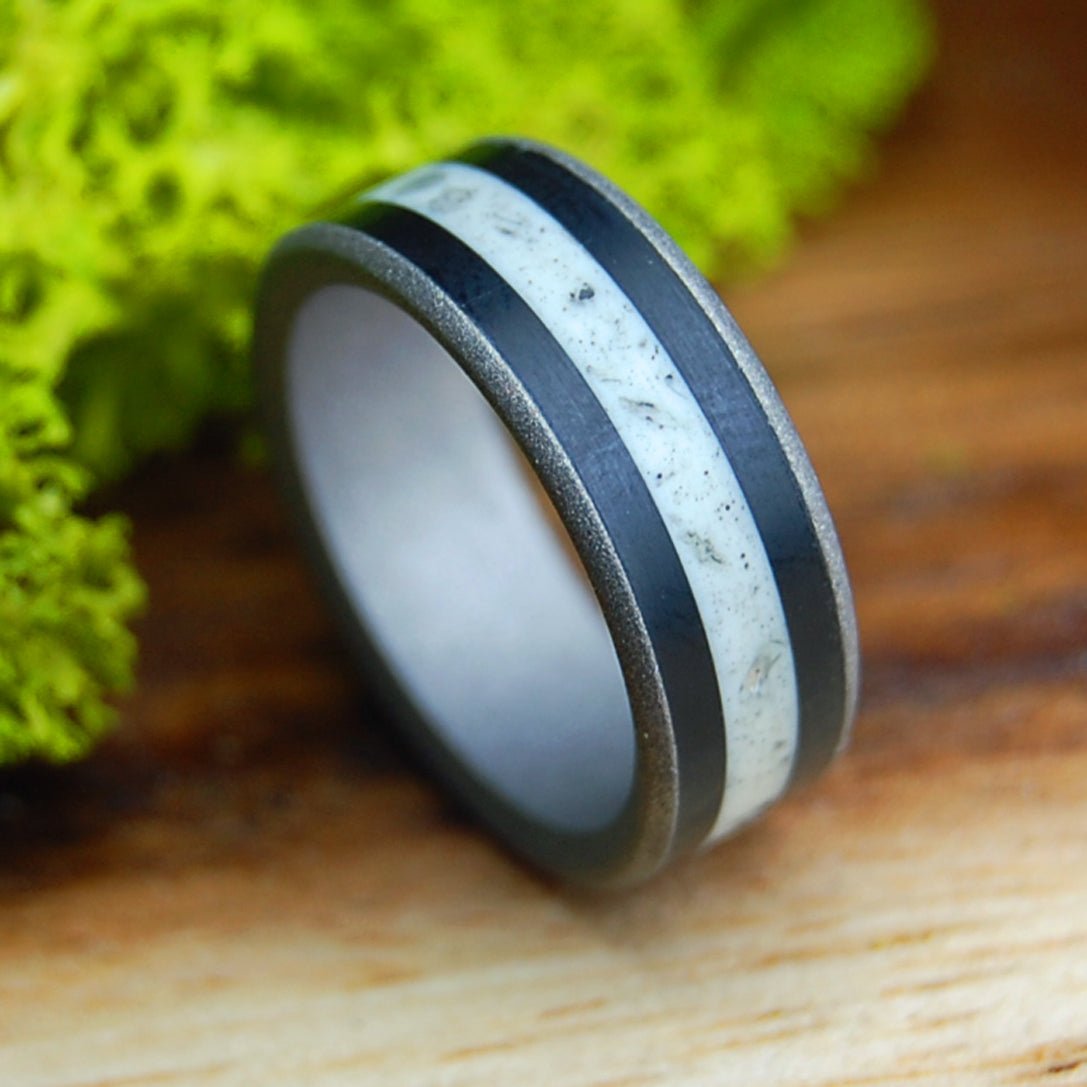 YES TO THE DRESS | Wedding Dress Fabric & Titanium Wedding Ring - Minter and Richter Designs