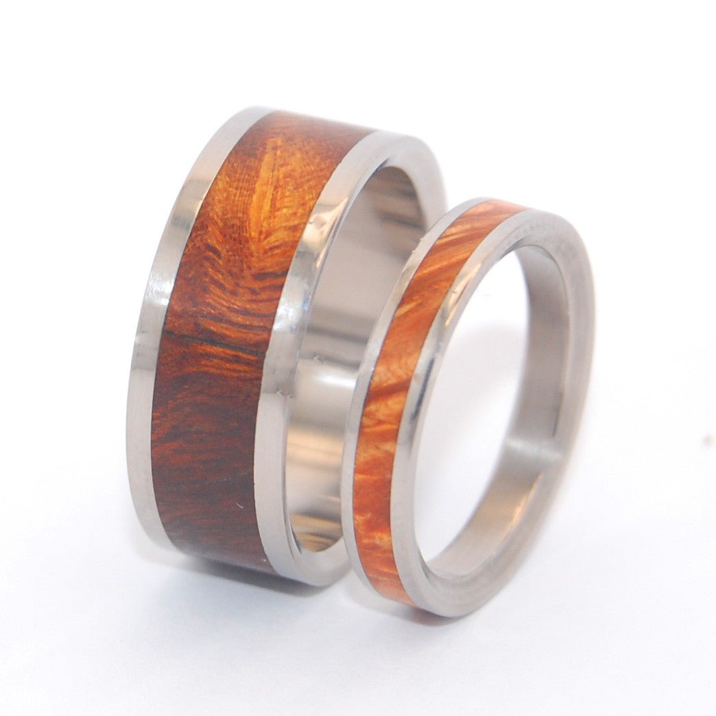You At Sunrise And Desert Rose | Matching Wooden Wedding Ring Set - Minter and Richter Designs