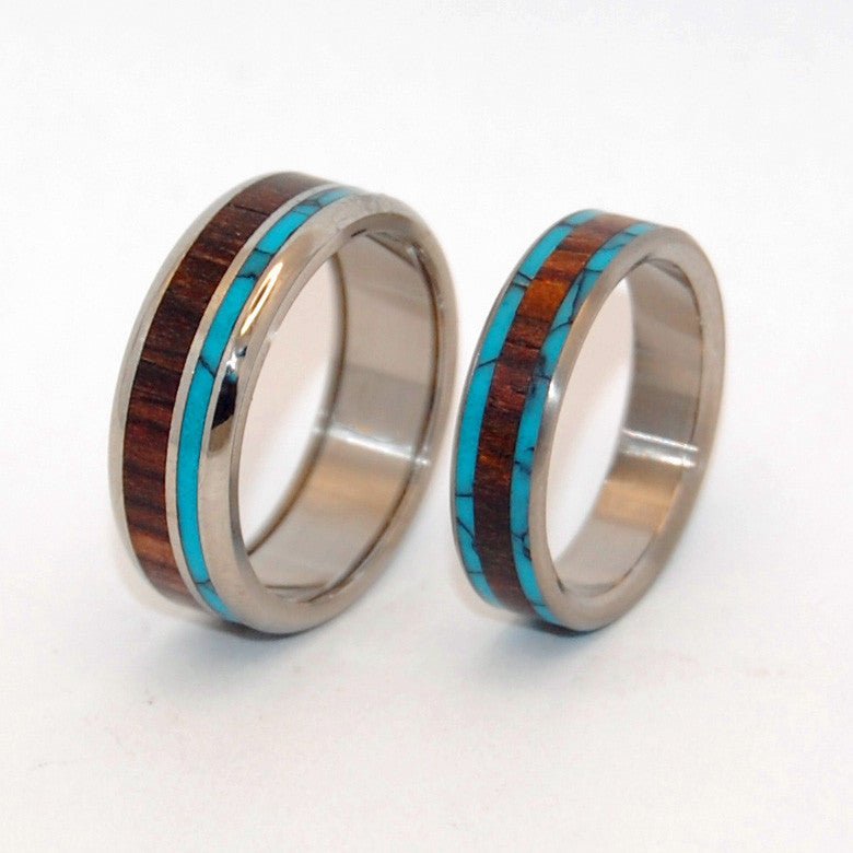 You Can See Me (Pop A Top) And Dock | Stone And Wood Titanium Wedding Ring Set - Minter and Richter Designs