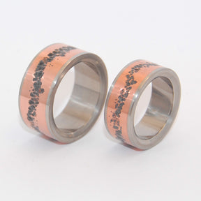 OUR PATH TOGETHER | Copper & Titanium Wedding Rings Set - Copper Rings - Minter and Richter Designs