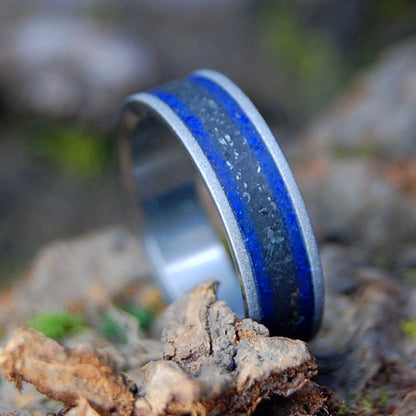 1977 CHEVY SANDBLASTED | Men's Crushed Sodalite Stone & Titanium Wedding Ring - Minter and Richter Designs