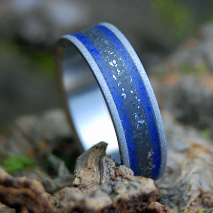1977 CHEVY SANDBLASTED | Men's Crushed Sodalite Stone & Titanium Wedding Ring - Minter and Richter Designs