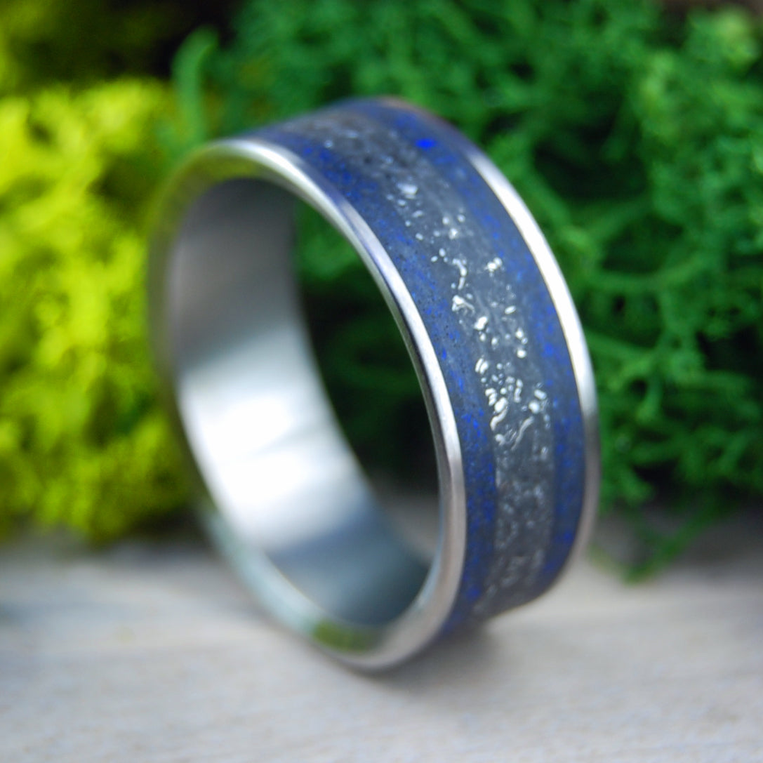 1977 CHEVY | Chevy Car Parts & Crushed Sodalite Stone - Titanium Wedding Ring - Minter and Richter Designs