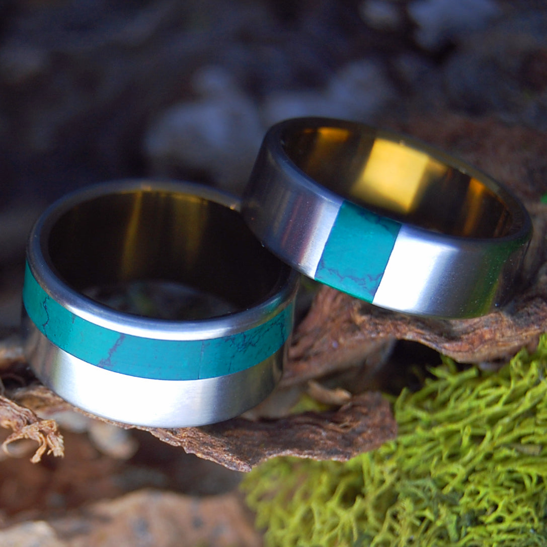 ARRANT JADE & JADE HUMMINGBIRD SET | Titanium & Stone Wedding Rings