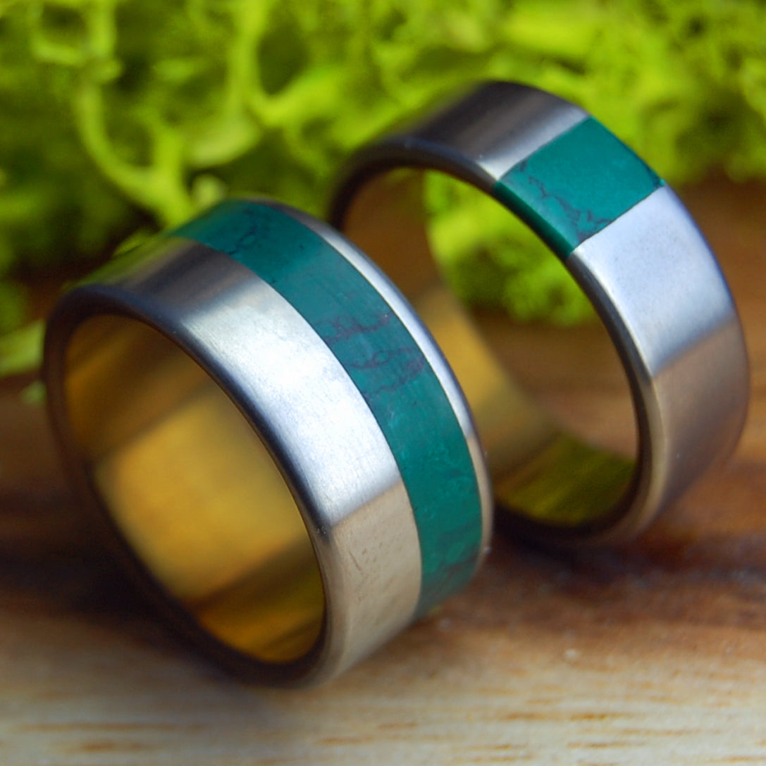ARRANT JADE & JADE HUMMINGBIRD SET | Titanium & Stone Wedding Rings