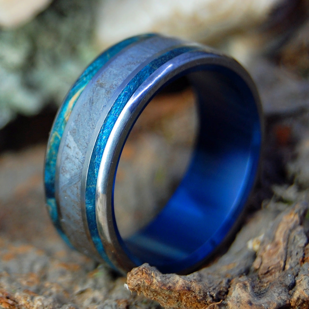 BLUE BOX METEORITE | Meteorite & Wood Wedding Rings - Minter and Richter Designs