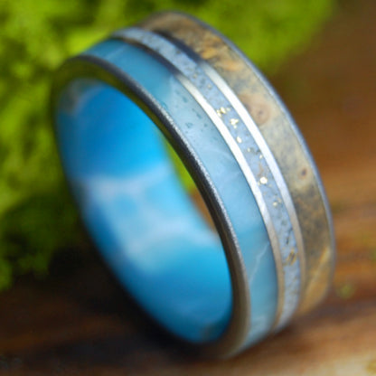 CALI HERE I COME | Men's Beach Sand, Buckeye, Larimar & Titanium Wedding Ring