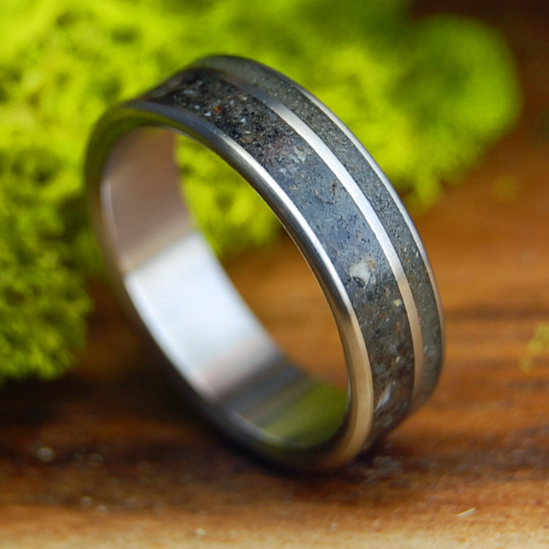 CHARLESTON SANTORINI | Charleston SC Beach Sand & Santorini Greece Titanium Wedding Ring