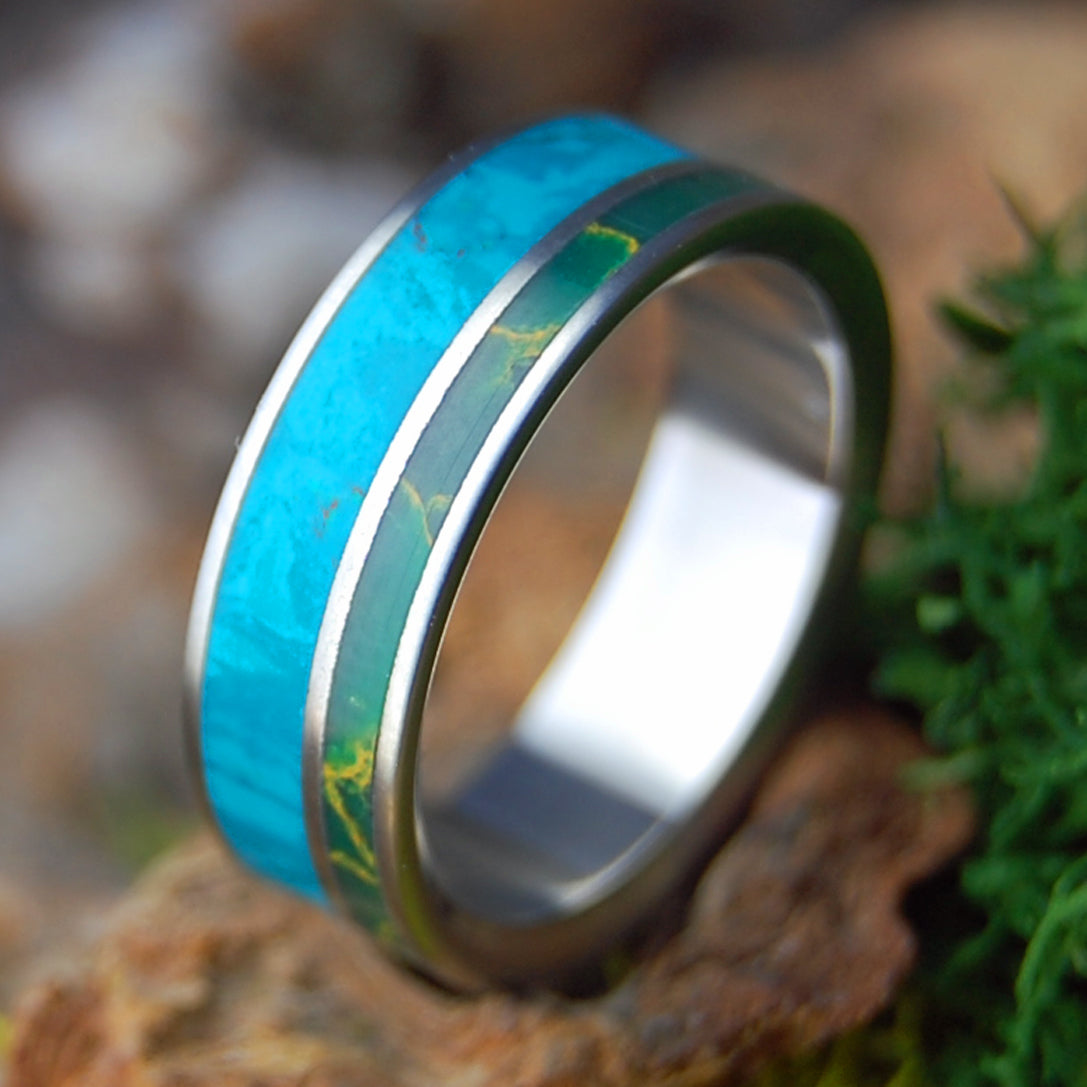 CHRYSOCOLLA GOLDEN MARSH | Chrysocolla & Egyptian Jade Titanium Wedding Ring