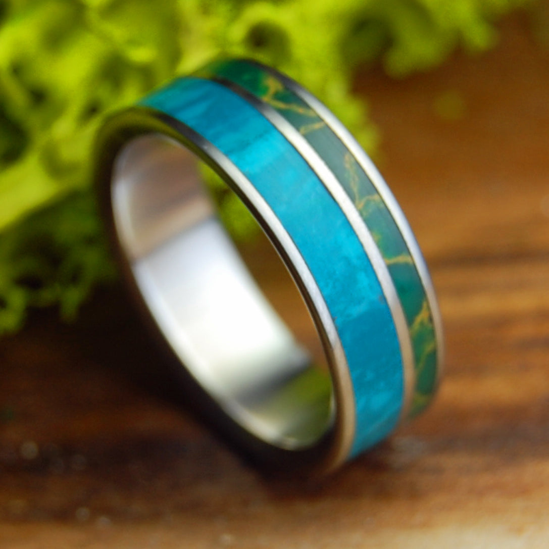 CHRYSOCOLLA GOLDEN MARSH | Chrysocolla & Egyptian Jade Titanium Wedding Ring