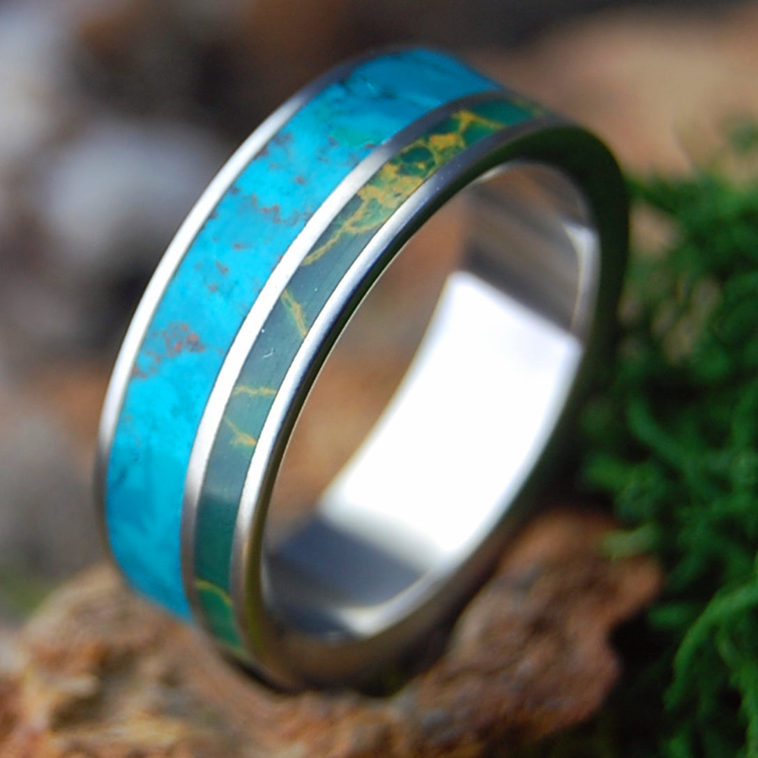 CHRYSOCOLLA GOLDEN MARSH | Chrysocolla & Egyptian Jade Titanium Wedding Ring