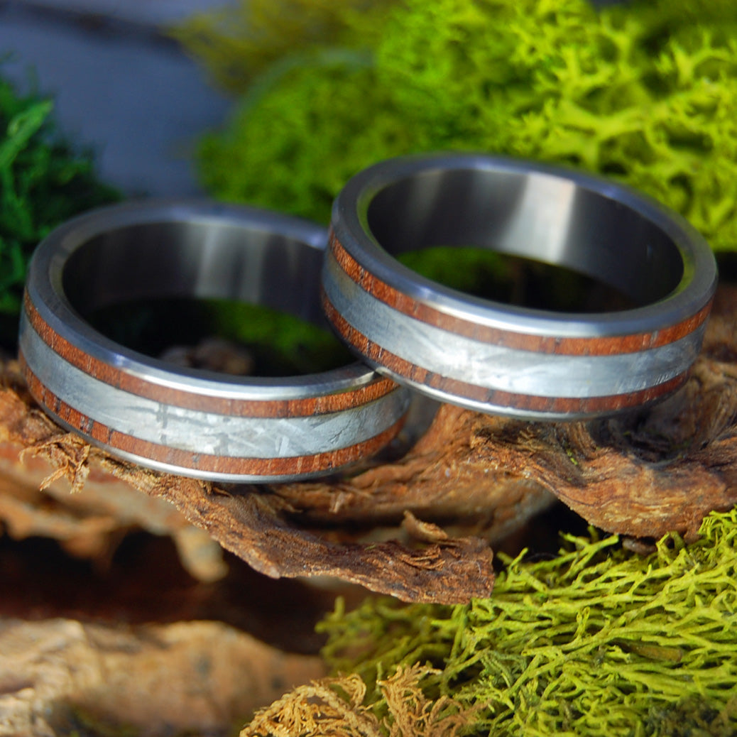 Cocobolo Meteorite | Cocobolo Wood & Meteorite Wedding Rings