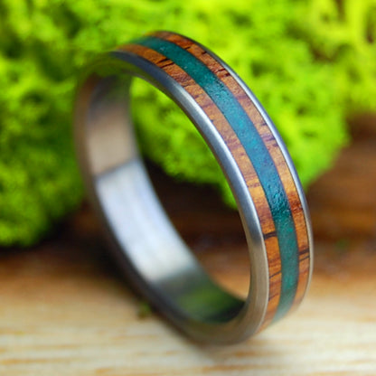 CRUSHED JADE LIGHT COCO | Crushed Jade, Light Cocobolo & Titanium Women's Wedding Ring