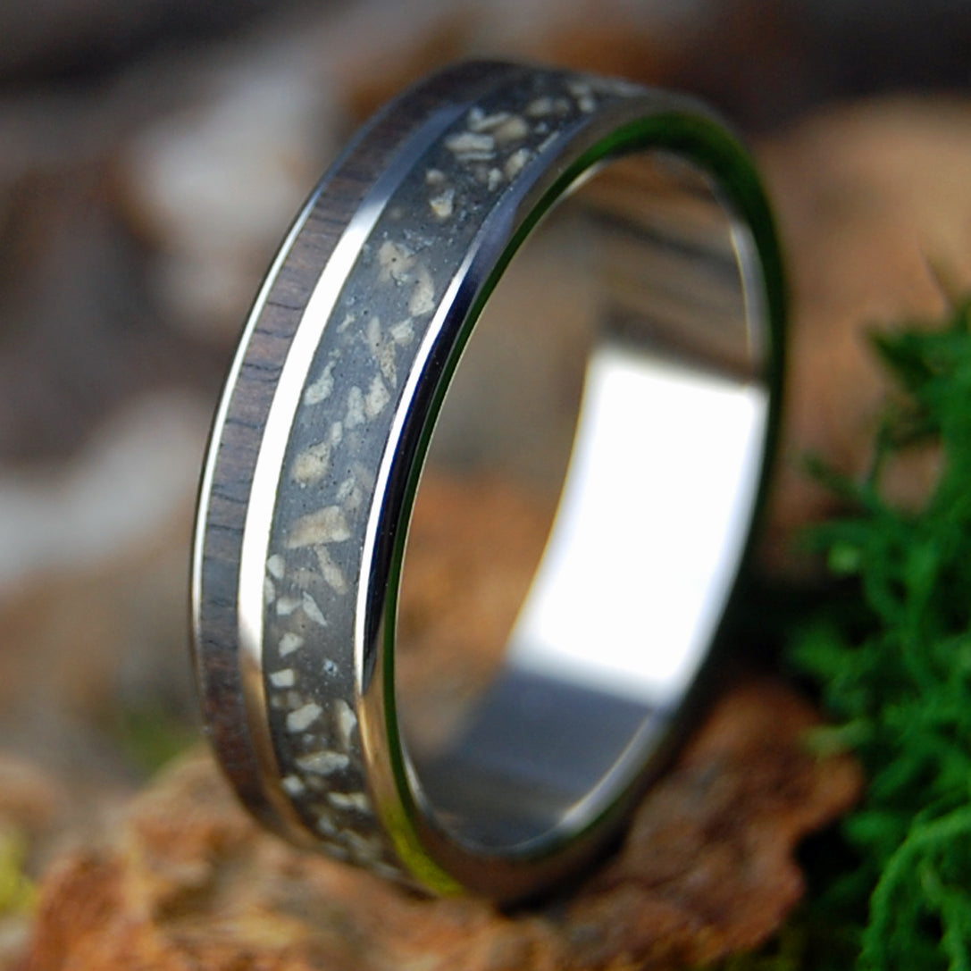 OLIVE & ELAH | Men's Elah Valley Stones, Dark Olive Wood & Titanium Wedding Ring