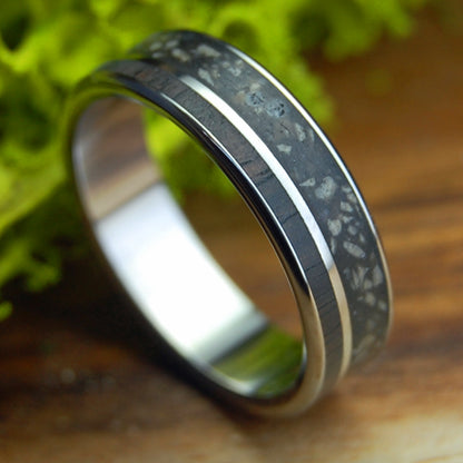 OLIVE & ELAH | Men's Elah Valley Stones, Dark Olive Wood & Titanium Wedding Ring