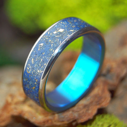 Single Center Inlay Blue Earth Memento Ring