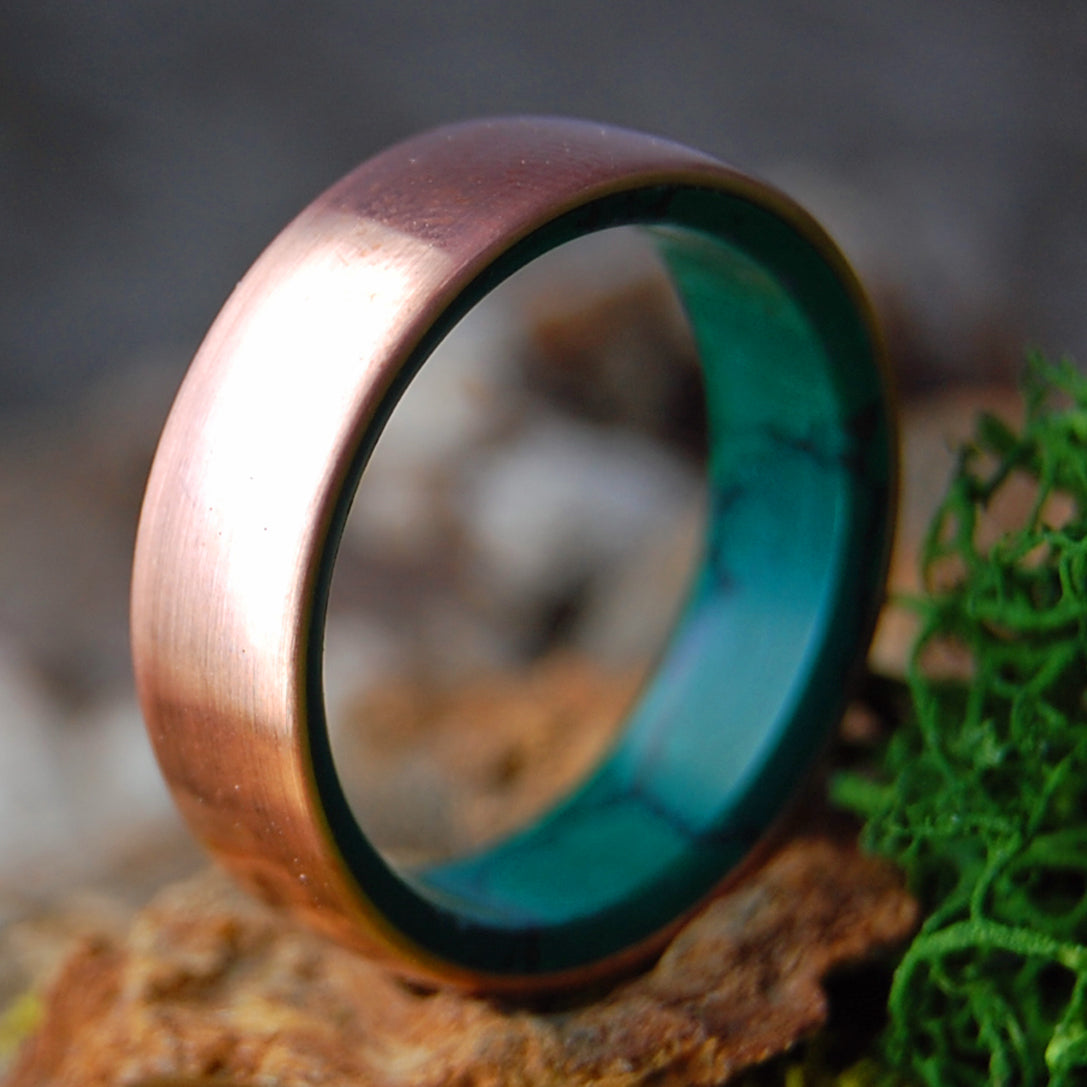 DOMED MOXIE | Men's Copper, Jade & Titanium Wedding Ring