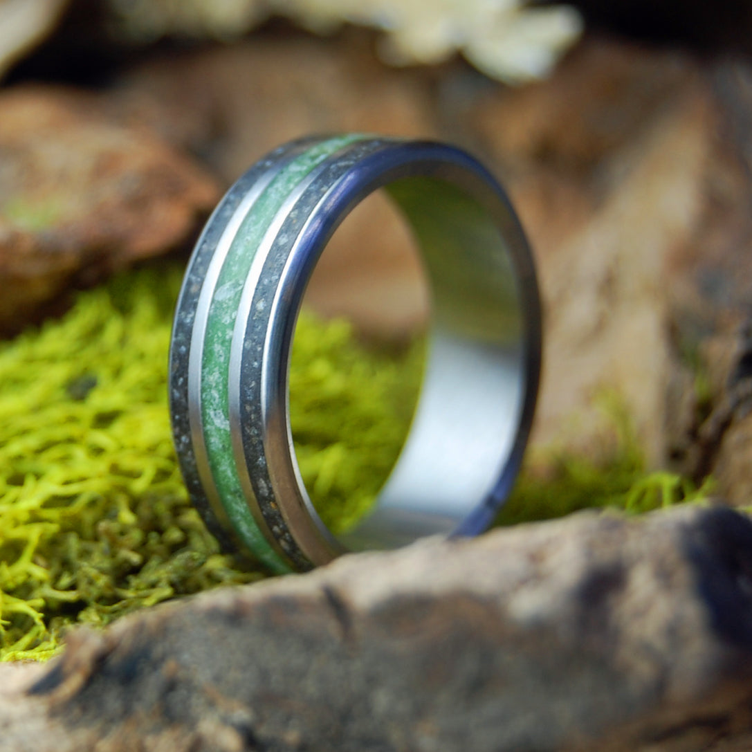 FROM GERMANY TO IRELAND | German Earth + Connemara Marble - Unique Wedding Rings