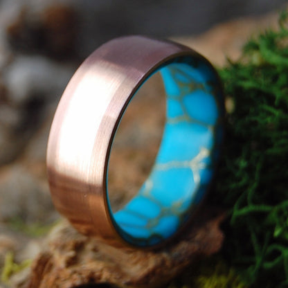 GOLD WEBBED COPPER | Men's Copper, Tibetan Turquoise Wedding Ring