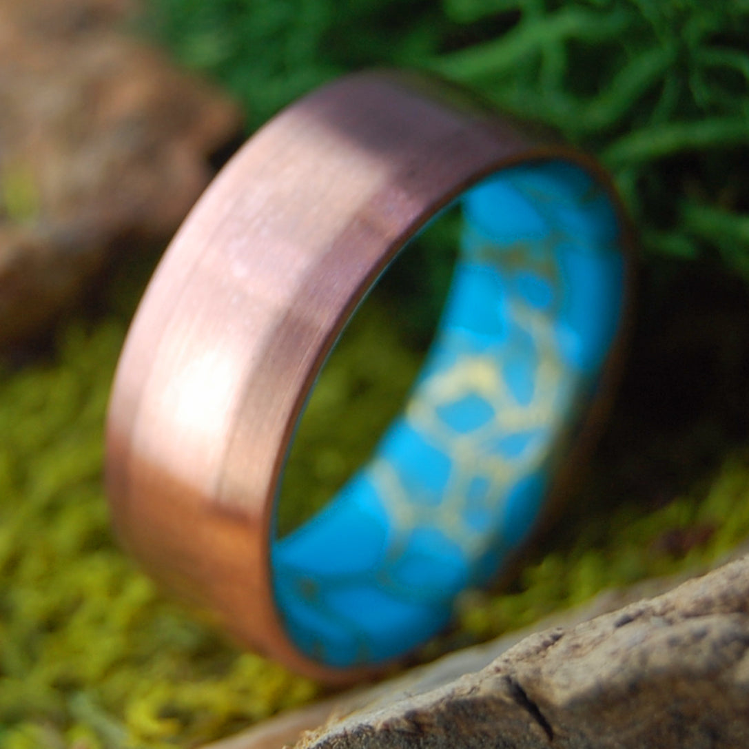GOLD WEBBED COPPER | Men's Copper, Tibetan Turquoise Wedding Ring
