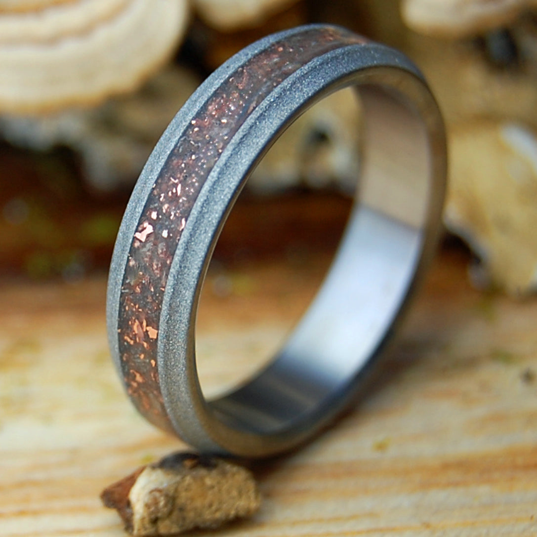 HINOKI & NATIVE COPPER | Japanese Hinoki, Michigan Native Copper Flecks & Titanium - Unique Wedding Ring
