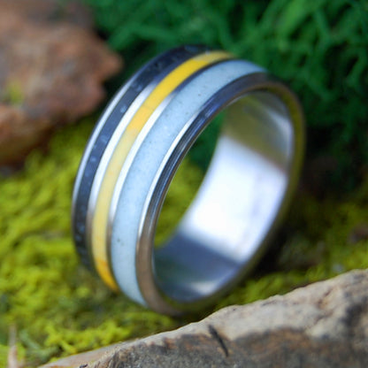ITALIAN HONEY JASPER LAVA| Men's Honey Jasper, Italian Marble, Icelandic Lava & Titanium Wedding Ring