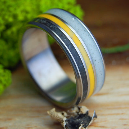 ITALIAN HONEY JASPER LAVA| Men's Honey Jasper, Italian Marble, Icelandic Lava & Titanium Wedding Ring