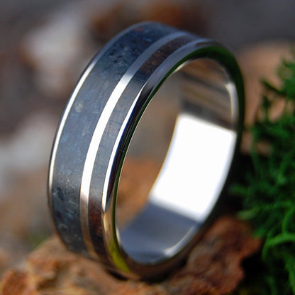ICELANDIC EBONY HEART | Icelandic Lava Beach Sand & Ebony Wood Titanium Wedding Ring