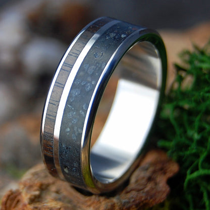 ICELANDIC EBONY HEART | Icelandic Lava Beach Sand & Ebony Wood Titanium Wedding Ring