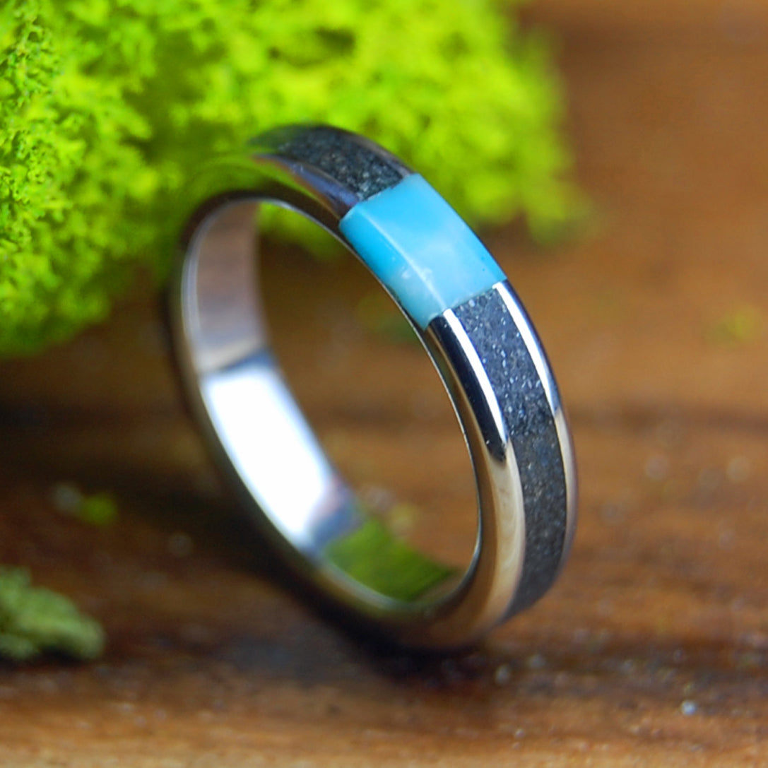 INOX ASSATEAGUE SKIES | Assateague Beach Sand, Larimar Stone & Inox Wedding Ring