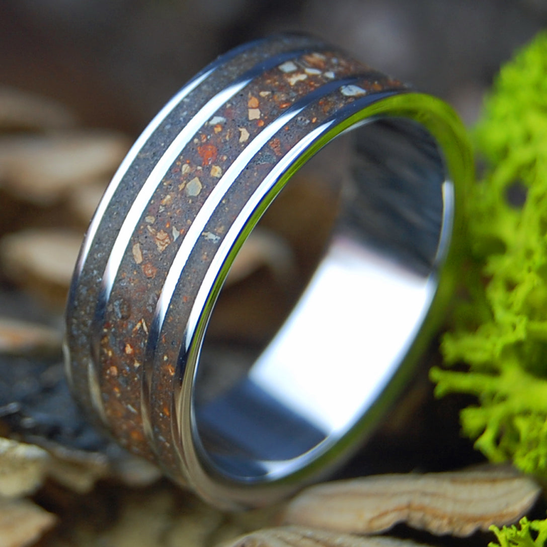 LOVELAND DREAMS AND REDS | Men's Baseball Pitchers Mound Dirt & INOX Wedding Ring