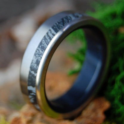 NIGHT IN BLACK SATIN | Men's Mokume Gane, Marbled Opalescent & Titanium Wedding Ring