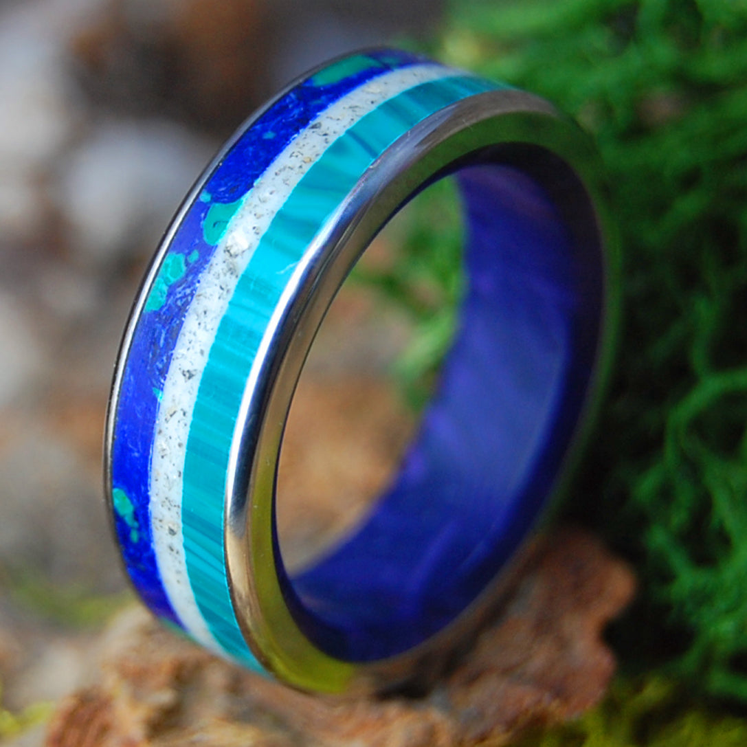 VIVID MAINE | Beach Sand, Stone & Titanium Wedding Ring & Titanium Wedding Ring