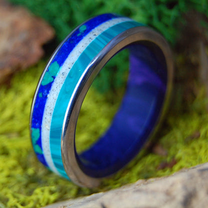 VIVID MAINE | Beach Sand, Stone & Titanium Wedding Ring & Titanium Wedding Ring